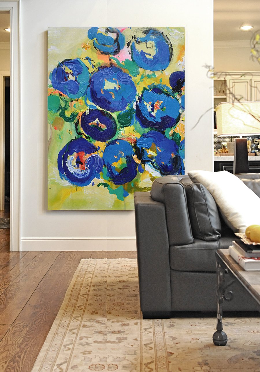 Palette Knife Abstract Flower Art #L14B - Click Image to Close